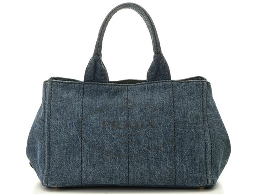 Prada Canapa Tote Bag Denim Blue